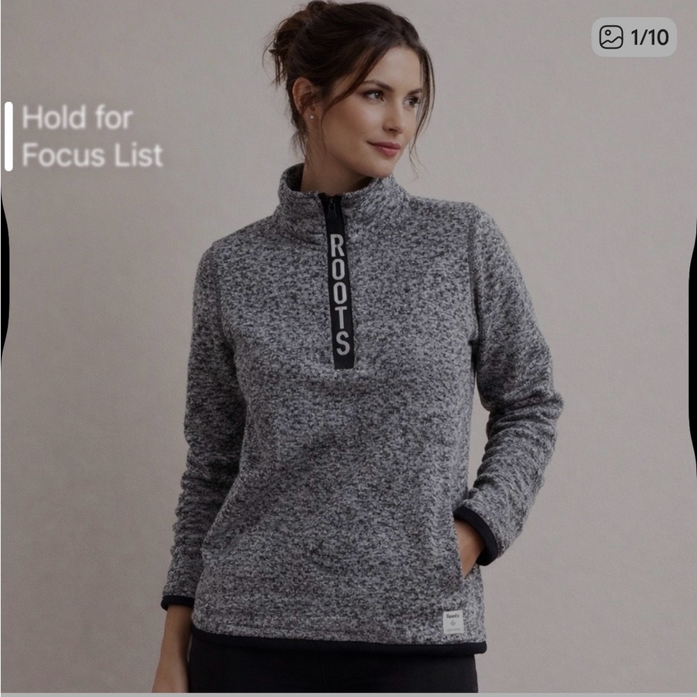 Roots Gray Women’s 1/4 Zip Sweater